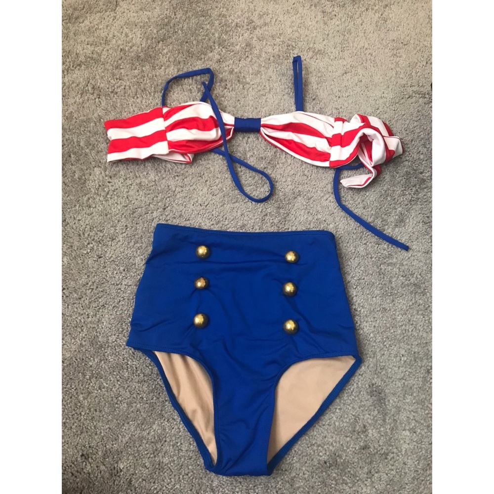 Retro Two Piece Bathing Suit (High Waisted Bottom)